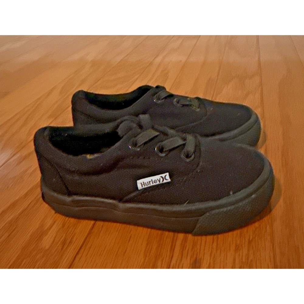 Hurley Black Canvas Sneaker Marley-T Shoe Toddler Size 7 Lace Up Casual School